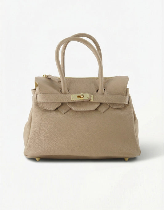 Taupe Medium Gold Details - Bag - Olivia & Kate
