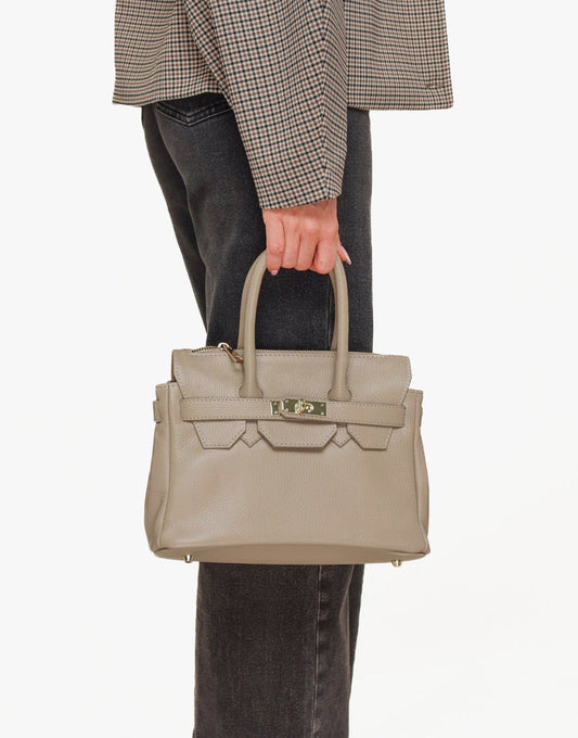 Taupe Middel Gouden Details - Tas - Olivia & Kate