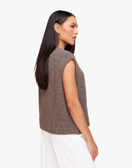 Taupe Mouwloze Gilet - Vest - Olivia & Kate