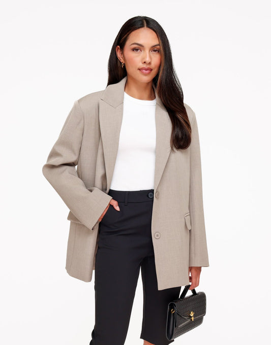 Taupe Oversized - Blazer - Olivia & Kate