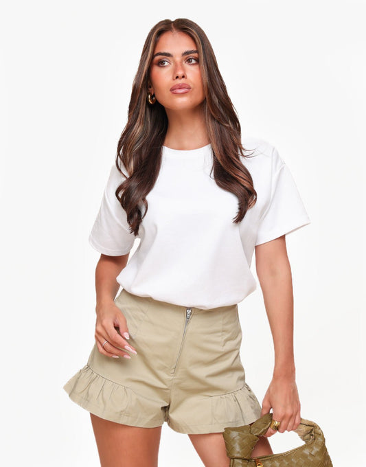 Taupe Petite Rits Ruffel - Short - Olivia & Kate