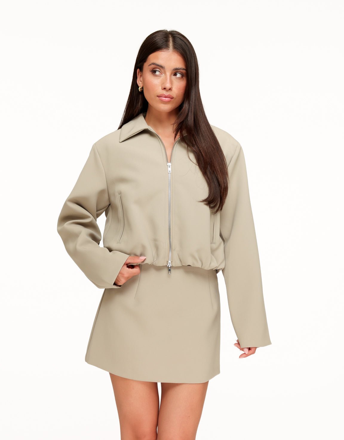 Taupe Premium Classic Lage Heup Skort - Set - Olivia & Kate