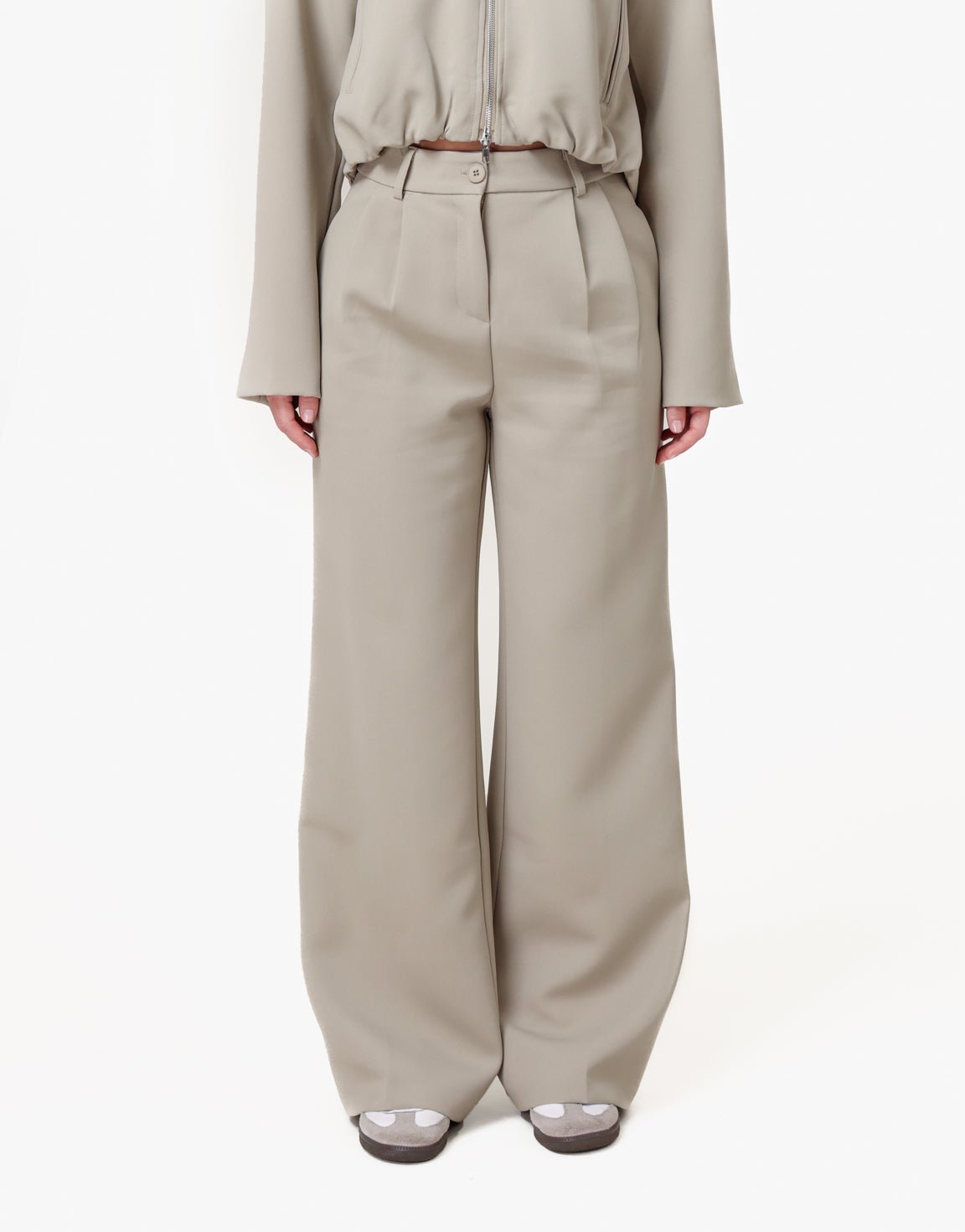 Taupe Premium Detail Blazer - Set - Olivia & Kate