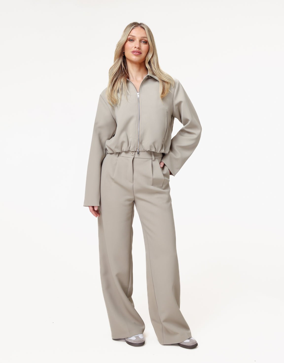 Taupe Premium Wijde - Pantalon - Olivia & Kate