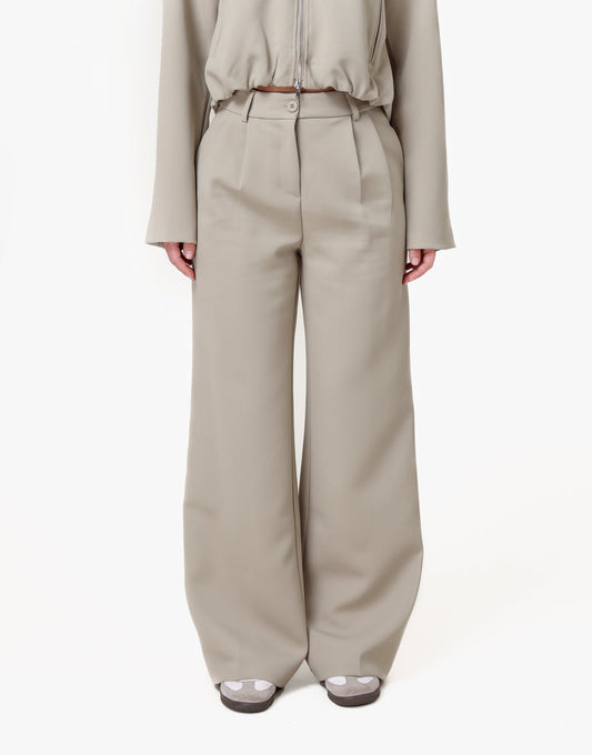 Taupe Premium Wijde - Pantalon - Olivia & Kate