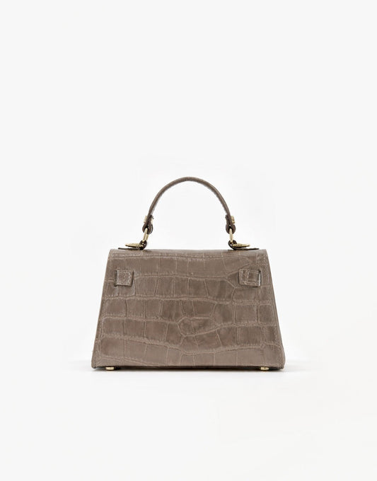 Taupe Slangen Leren Gouden Detail - Tas - Olivia & Kate