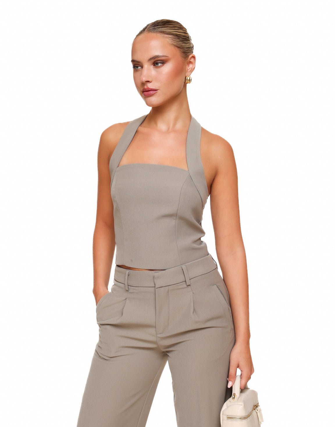 Taupe STUDIO Halter - Top - Olivia & Kate