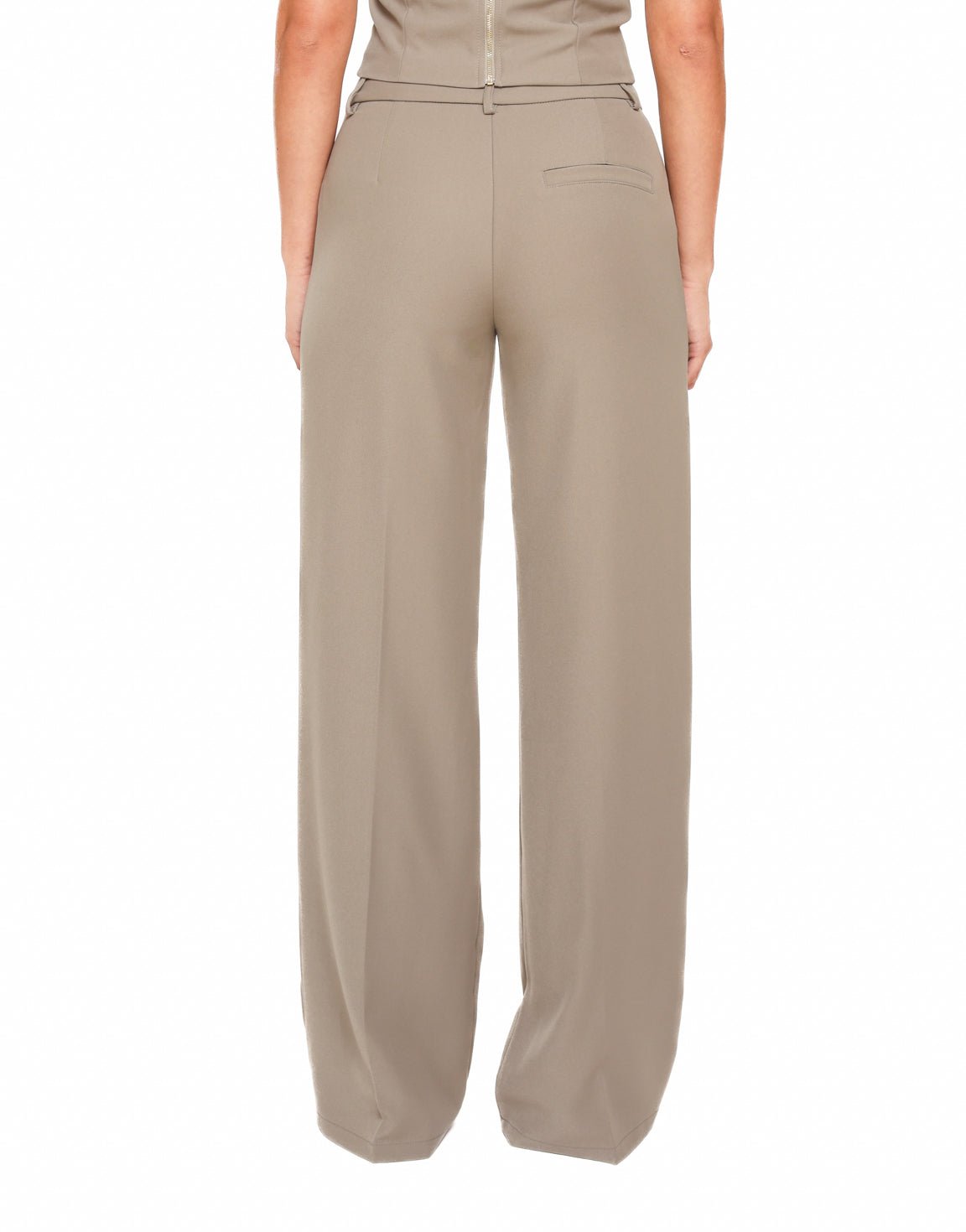 Taupe STUDIO Wijde - Pantalon - Olivia & Kate