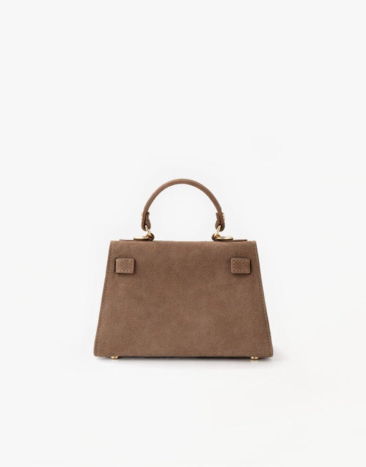 Taupe Suede Gouden Detail - Tas - Olivia & Kate