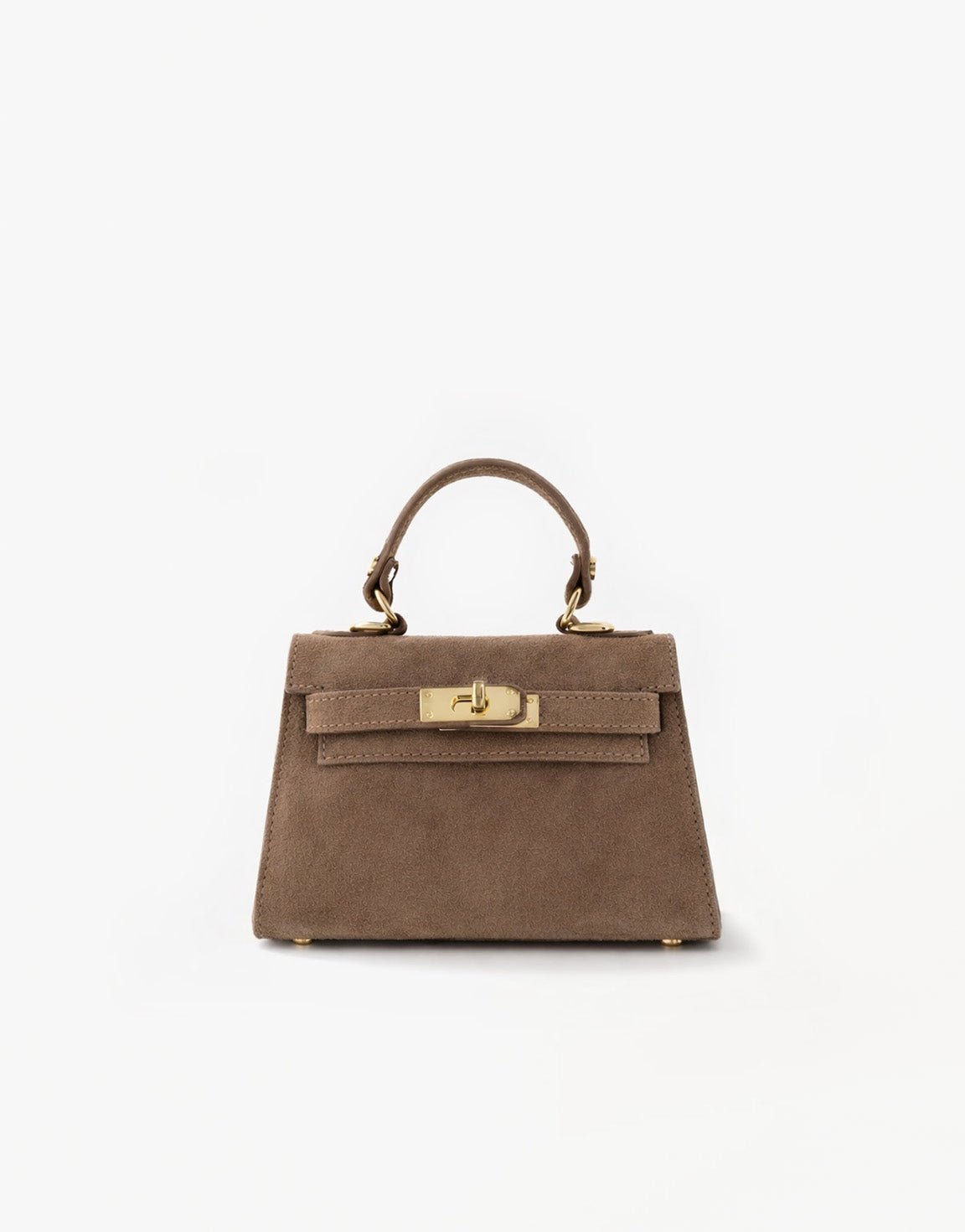 Taupe Suede Gouden Detail - Tas - Olivia & Kate