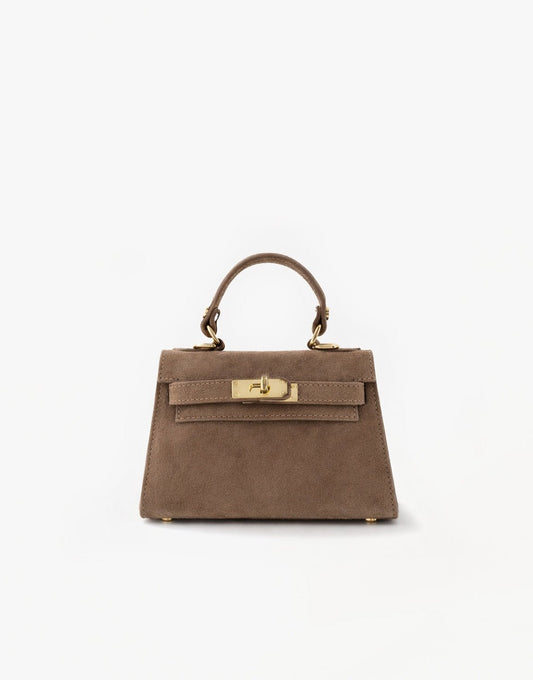 Taupe Suede Gouden Detail - Tas - Olivia & Kate