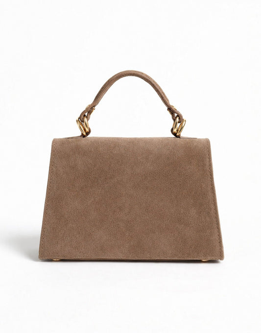 Taupe Suede Gold Detail - Bag - Olivia & Kate