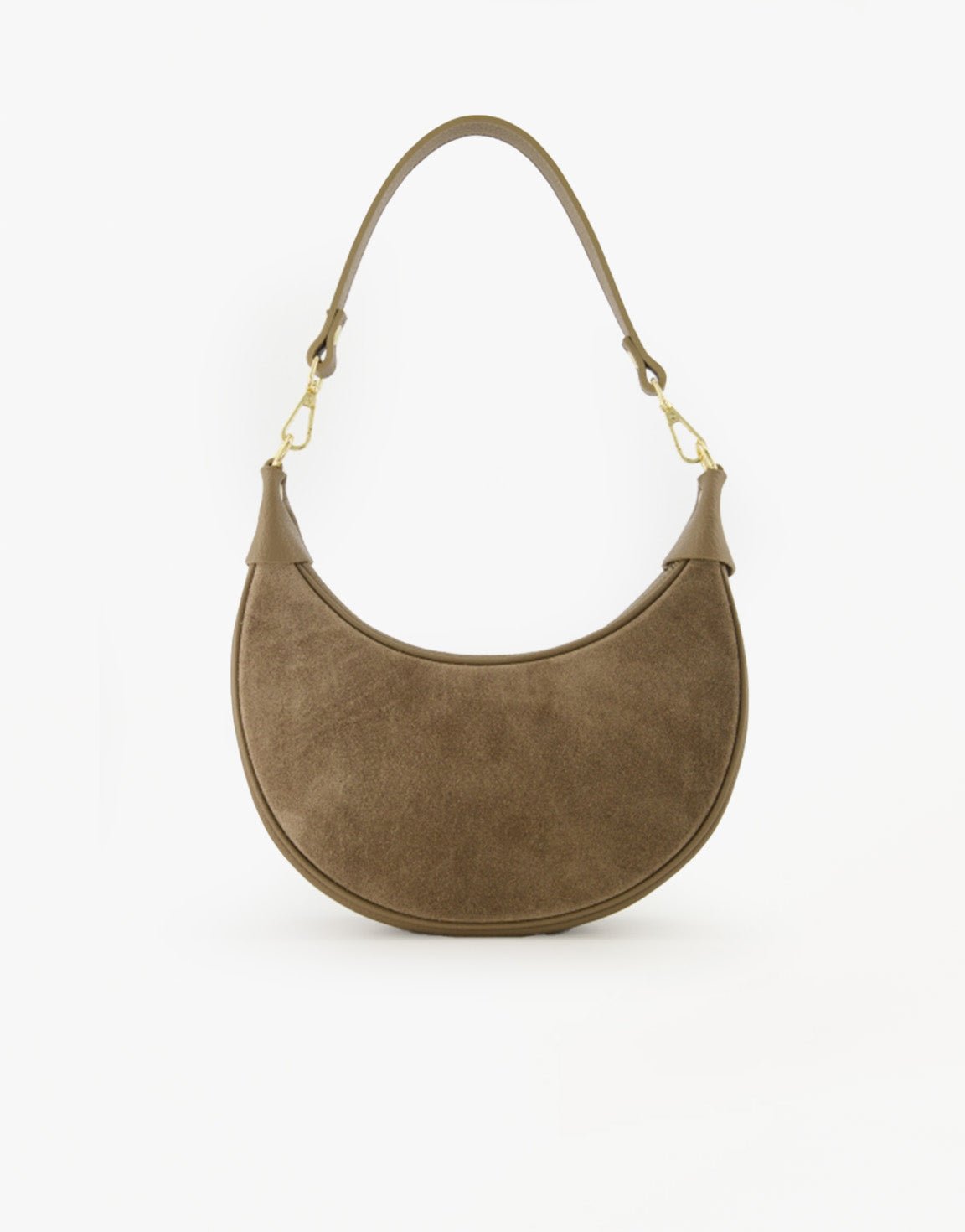 Taupe Suede Half Ronde Leren - Tas - Olivia & Kate