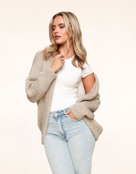 Taupe Wollen - Vest - Olivia & Kate