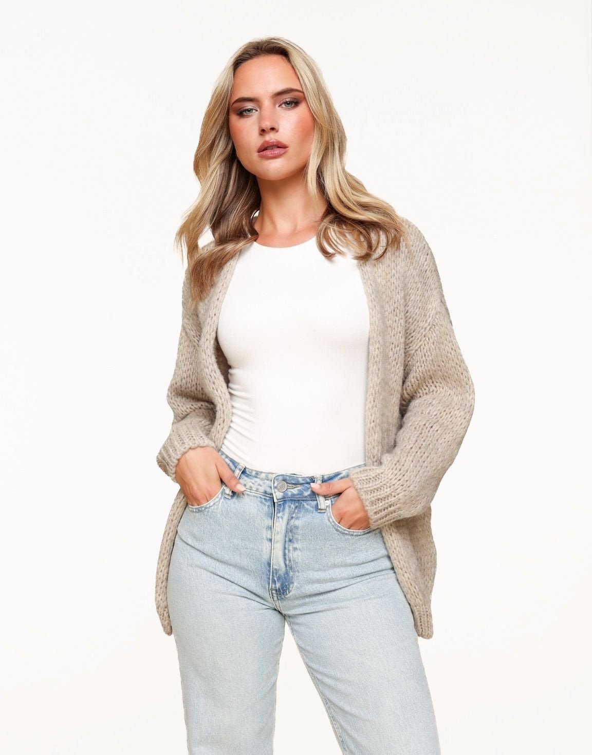 Taupe Wool - Cardigan - Olivia & Kate