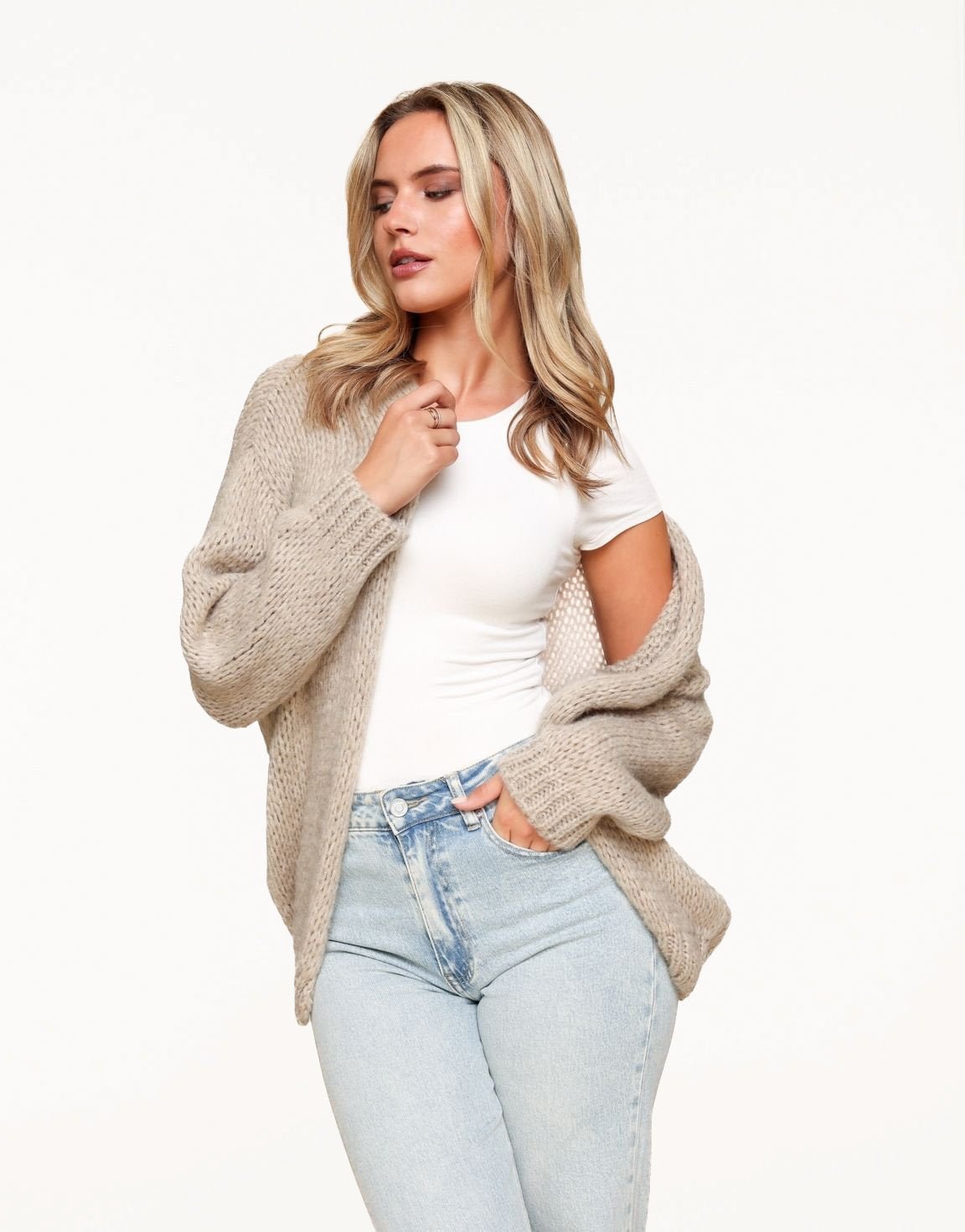 Taupe Wool - Cardigan - Olivia & Kate