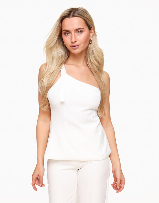 Witte Asymmetrische Open Rug - Top - Olivia & Kate