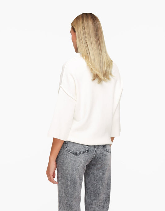 Witte Basic Hoge Hals 3/4 Mouwen - Top - Olivia & Kate