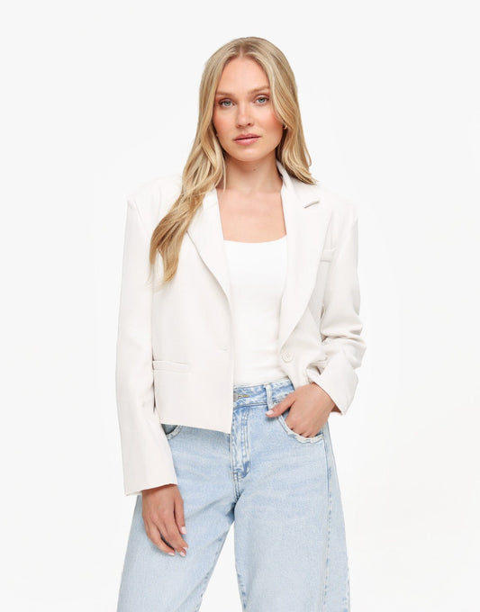 Witte Cropped - Blazer - Olivia & Kate