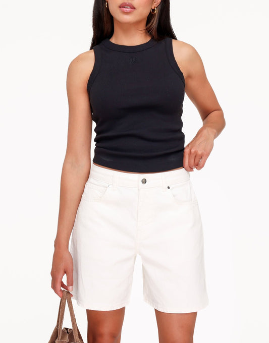 Witte Denim Lange Bermuda - Short - Olivia & Kate