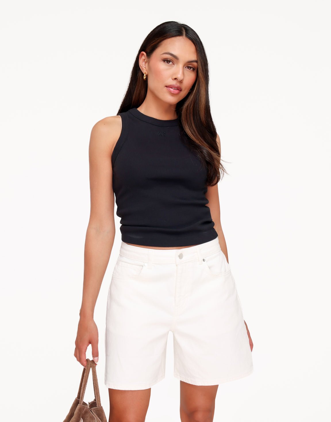 Witte Denim Lange Bermuda - Short - Olivia & Kate
