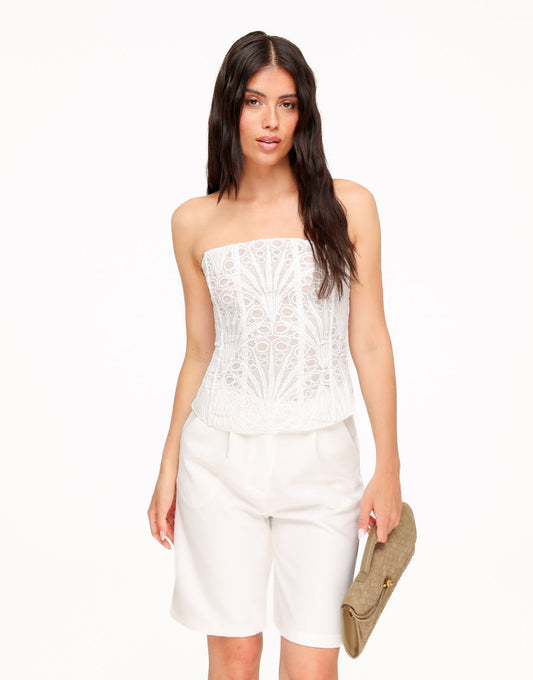 Witte Geborduurde Corset - Top - Olivia & Kate