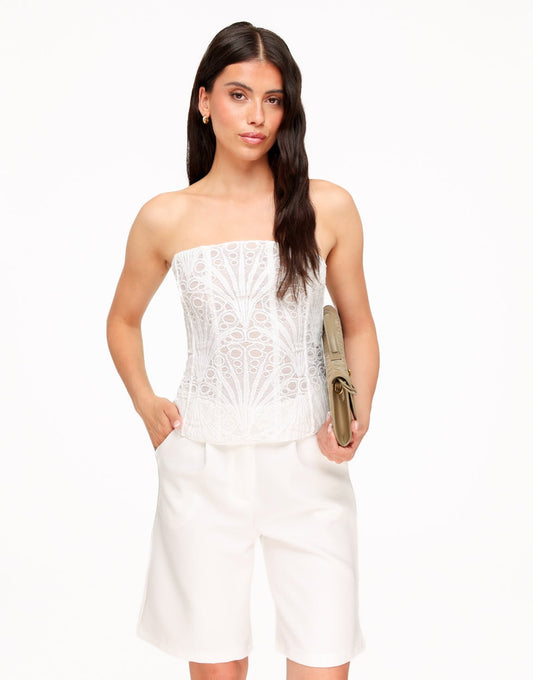 Witte Geborduurde Corset - Top - Olivia & Kate