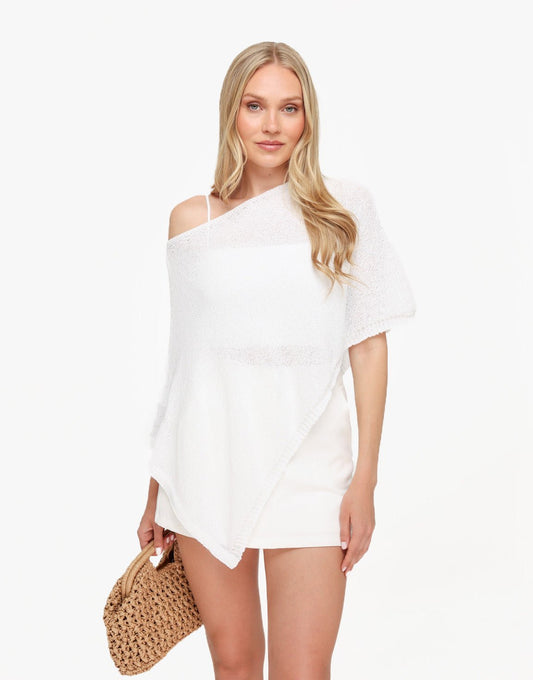 Witte Gebreide Overslag Cape - Top - Olivia & Kate