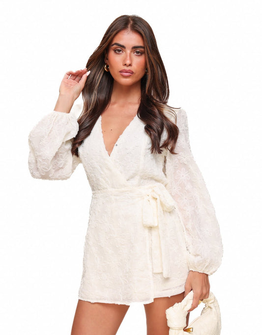 Witte Gedetailleerde Strik - Playsuit - Olivia & Kate