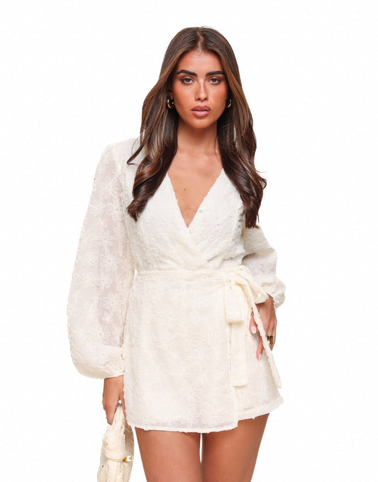 Witte Gedetailleerde Strik - Playsuit - Olivia & Kate