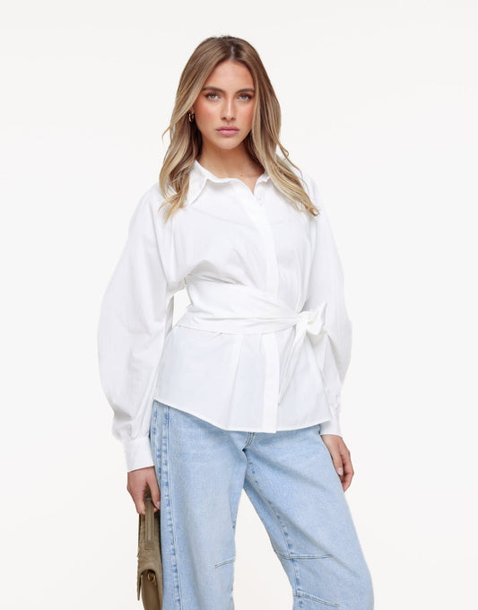 Witte Gestrikte - Blouse - Olivia & Kate
