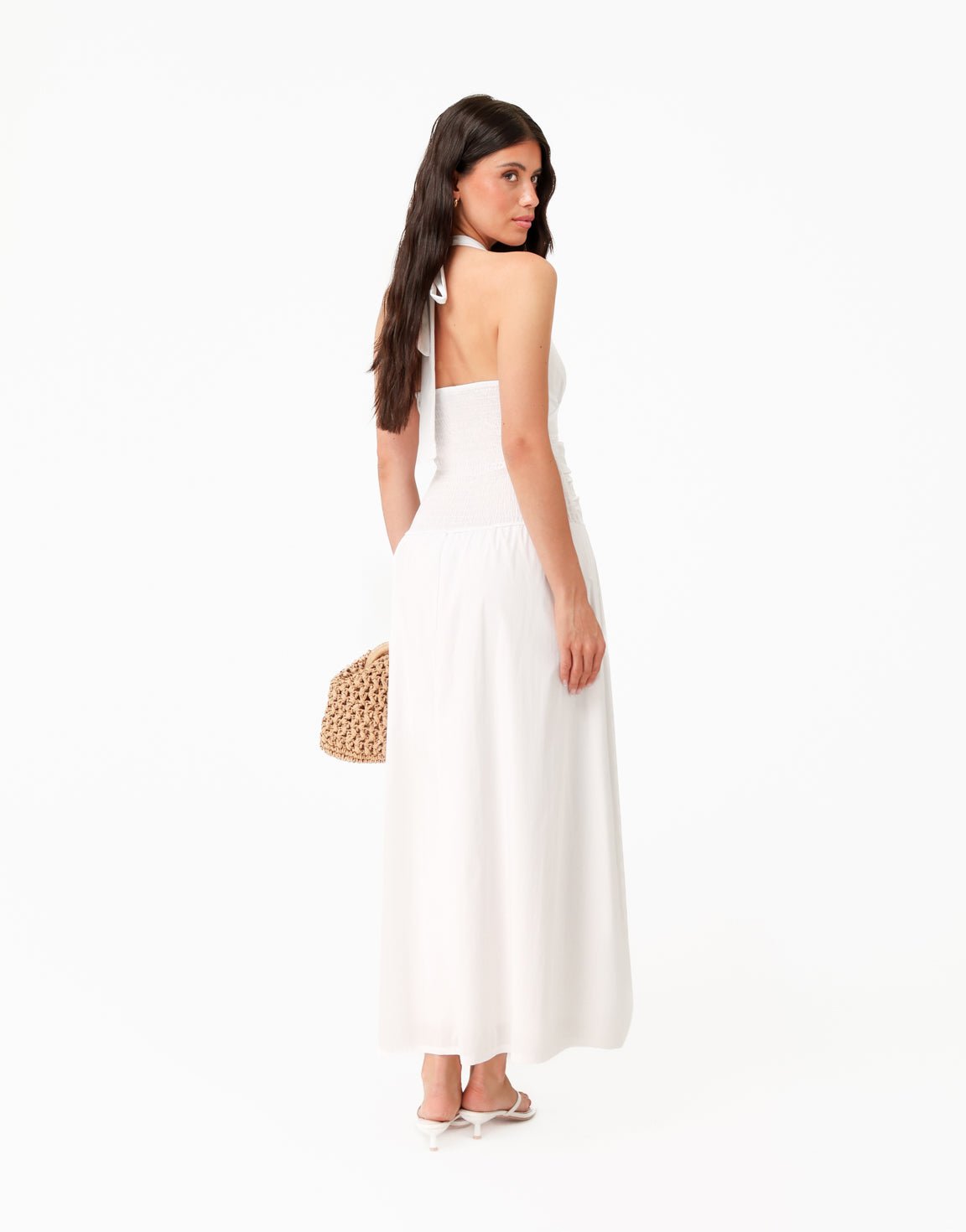 Witte Halter V-hals Maxi - Jurk - Olivia & Kate