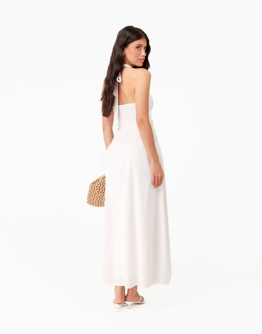 Witte Halter V-hals Maxi - Jurk - Olivia & Kate