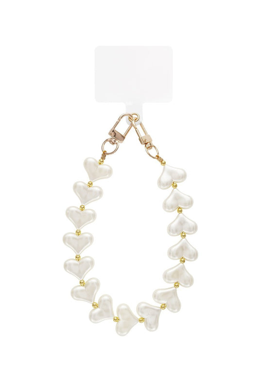 White Hearts with Gold Studs - Telephone Cord - Olivia & Kate