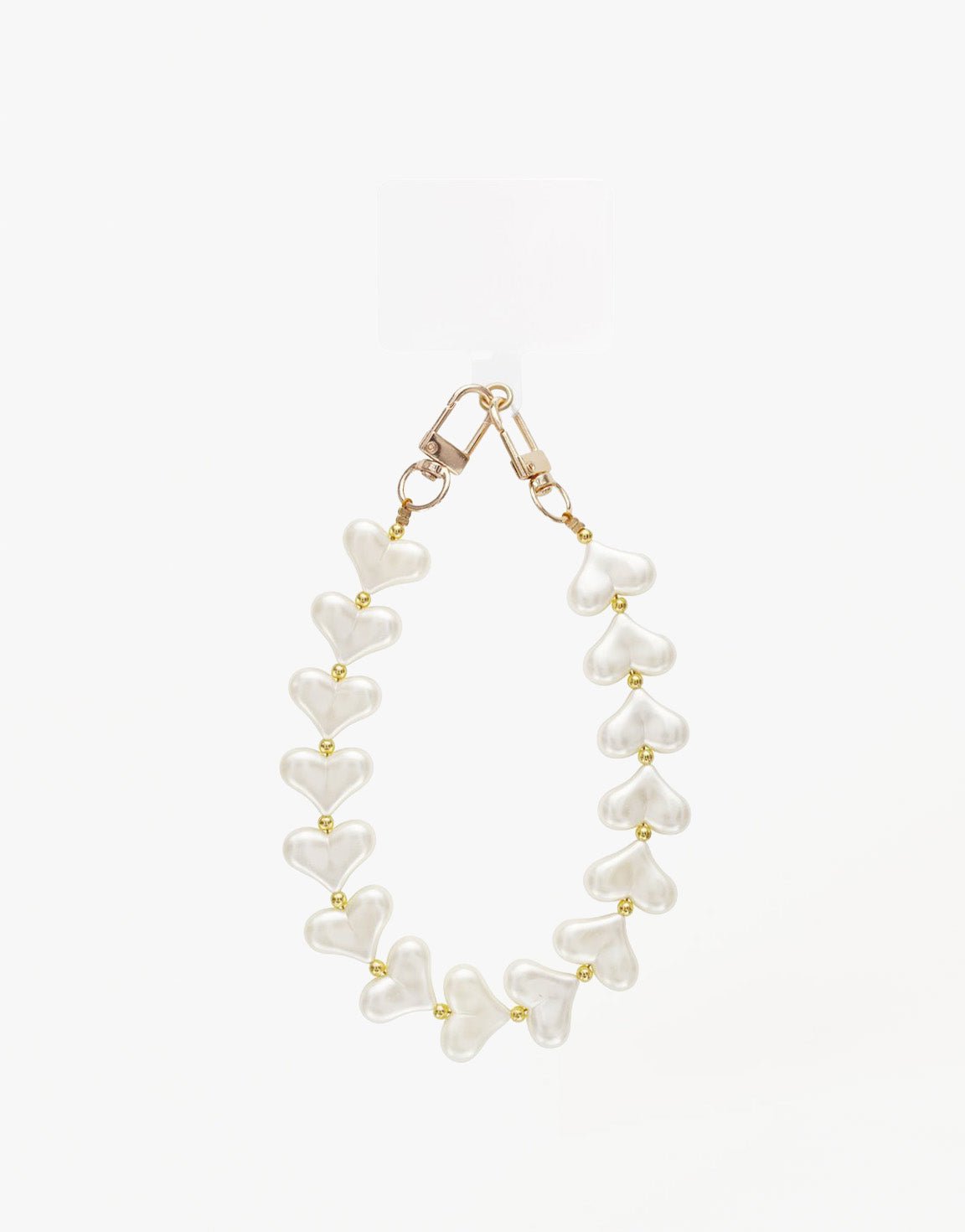 Witte Hartjes met Gouden Studs - Telefoonkoord - Olivia & Kate
