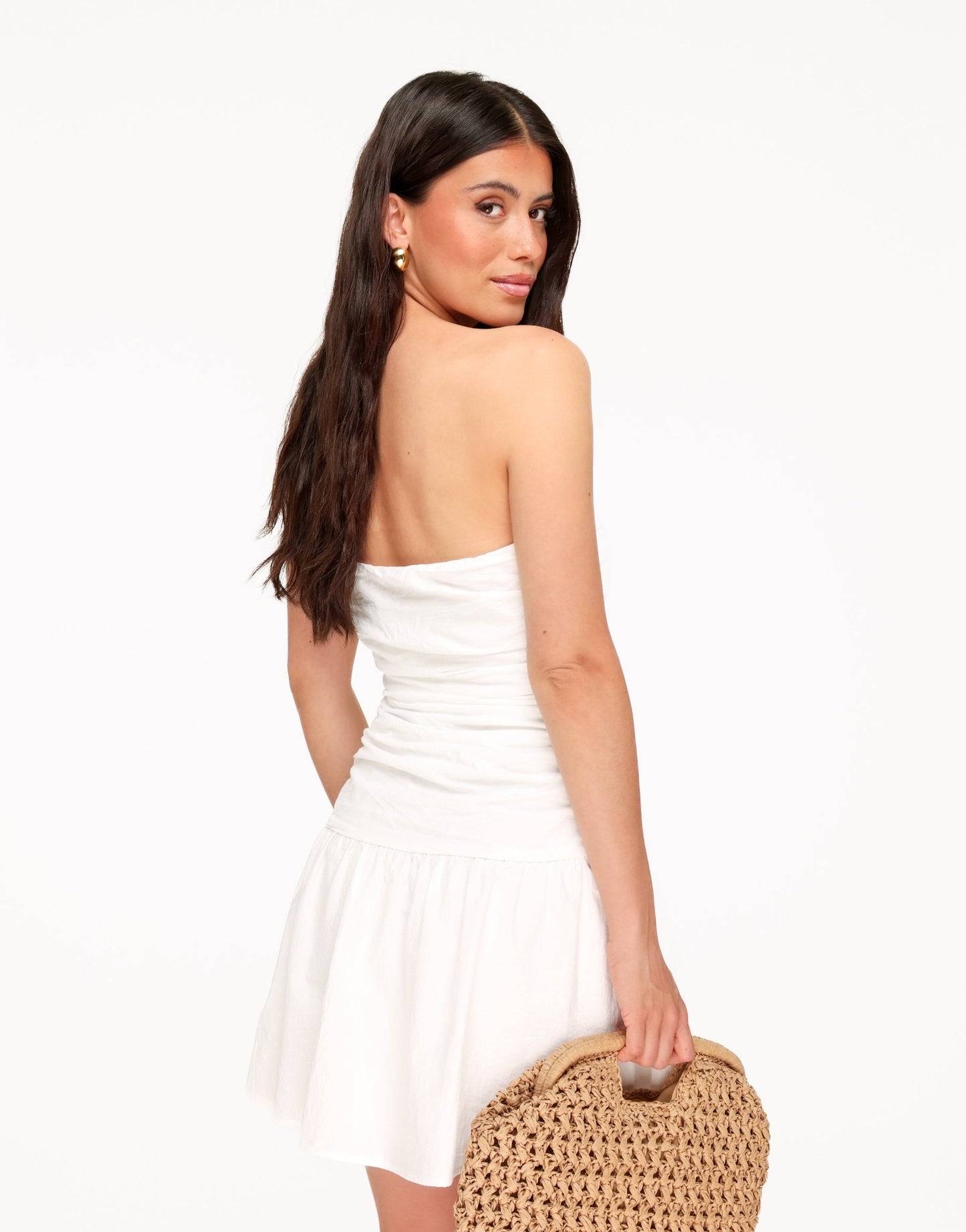 Witte Katoenen Strapless - Jurk - Olivia & Kate
