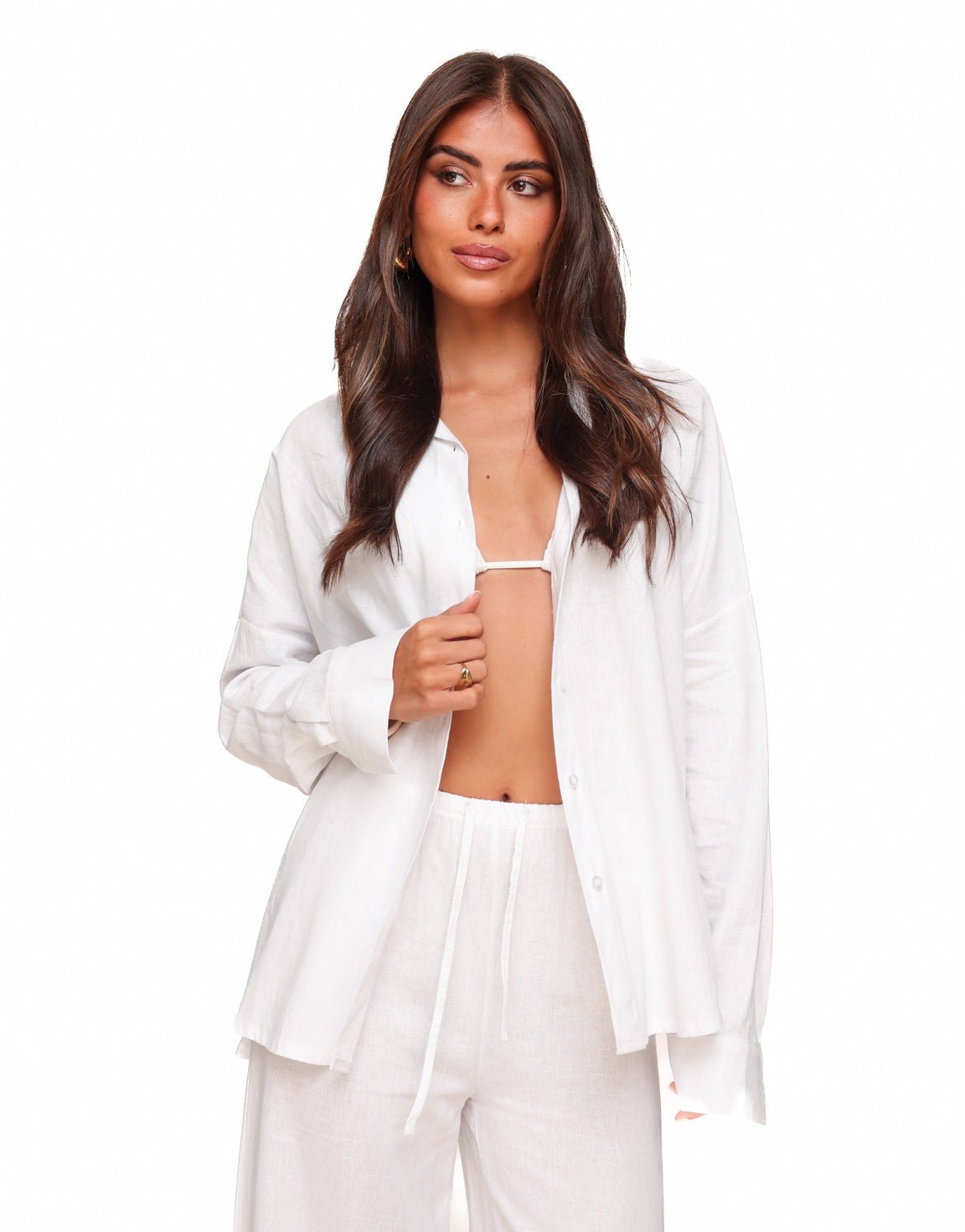 Witte Linnen Oversized - Blouse - Olivia & Kate