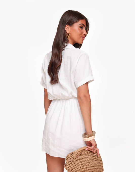 Witte Linnen SS - Jurk - Olivia & Kate