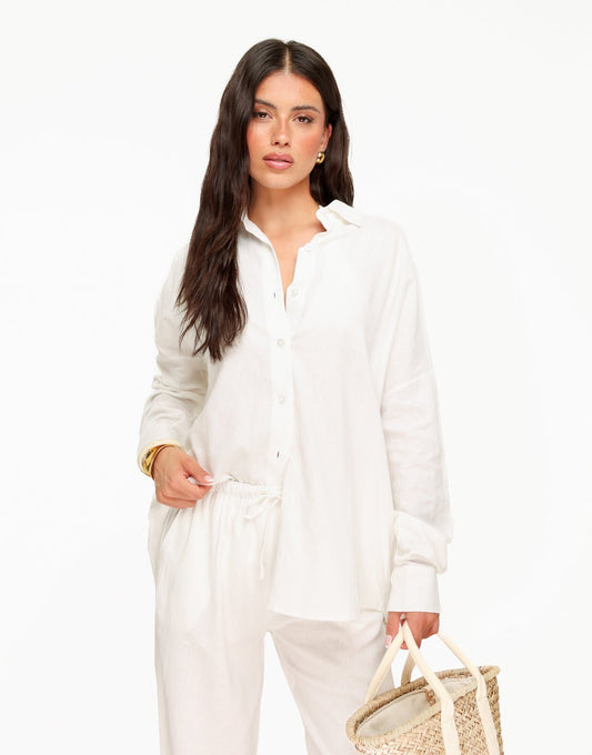 Witte Linnen Wijde - Blouse - Olivia & Kate
