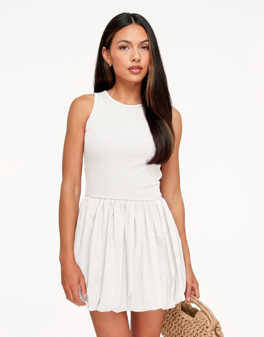 Witte Mouwloze Ballon - Jurk - Olivia & Kate