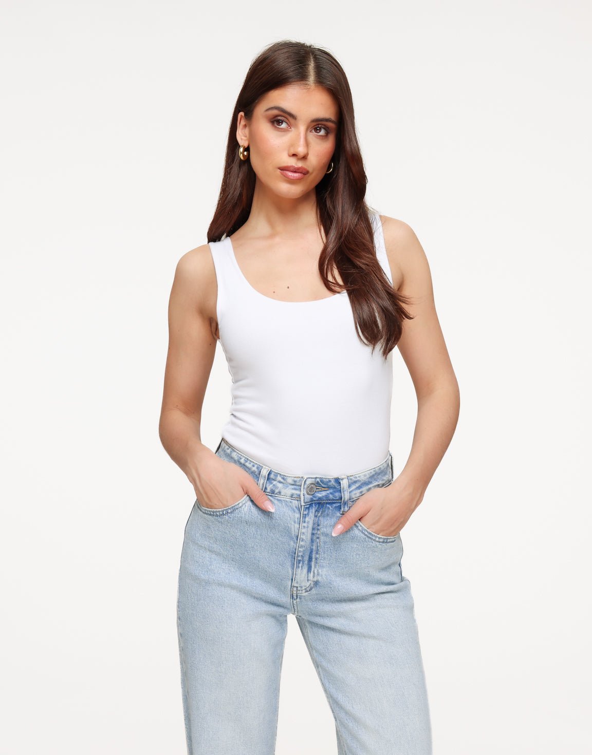 White Reversible Sleeveless Basic - Top - Olivia & Kate