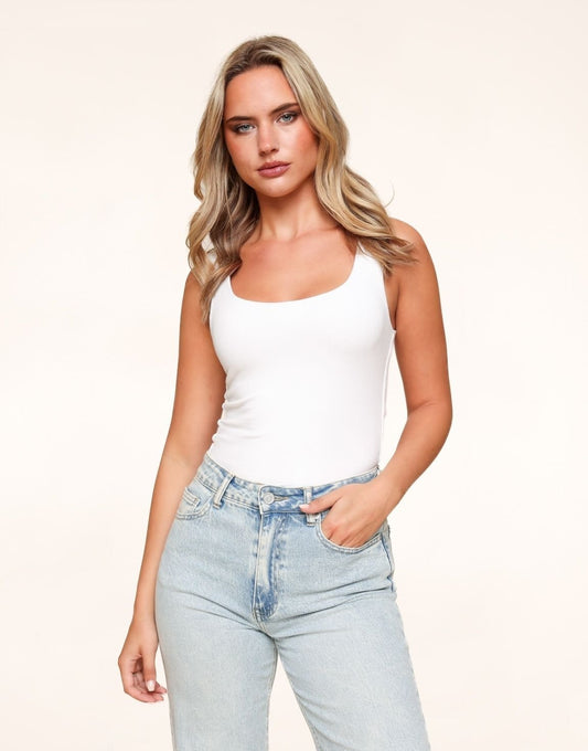 Witte Omkeerbare Mouwloze Basic - Top - Olivia & Kate