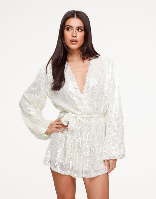 Witte Pailletten - Playsuit - Olivia & Kate