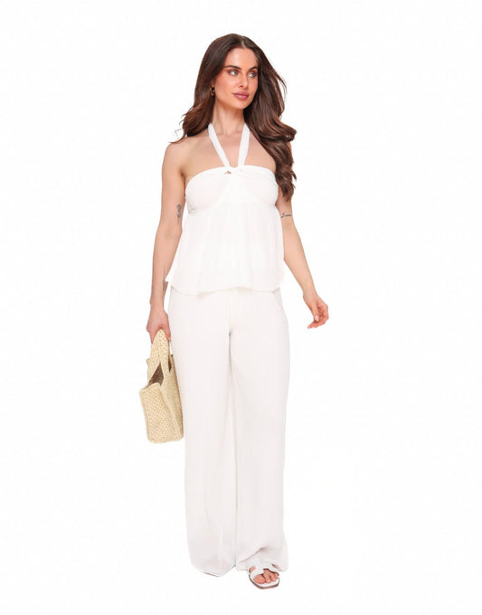 Witte Plissé - Pantalon - Olivia & Kate