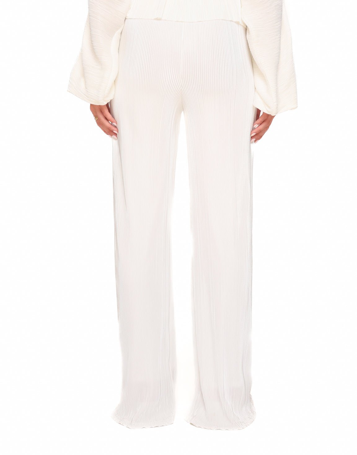 Witte Plisse Wijde - Broek - Olivia & Kate