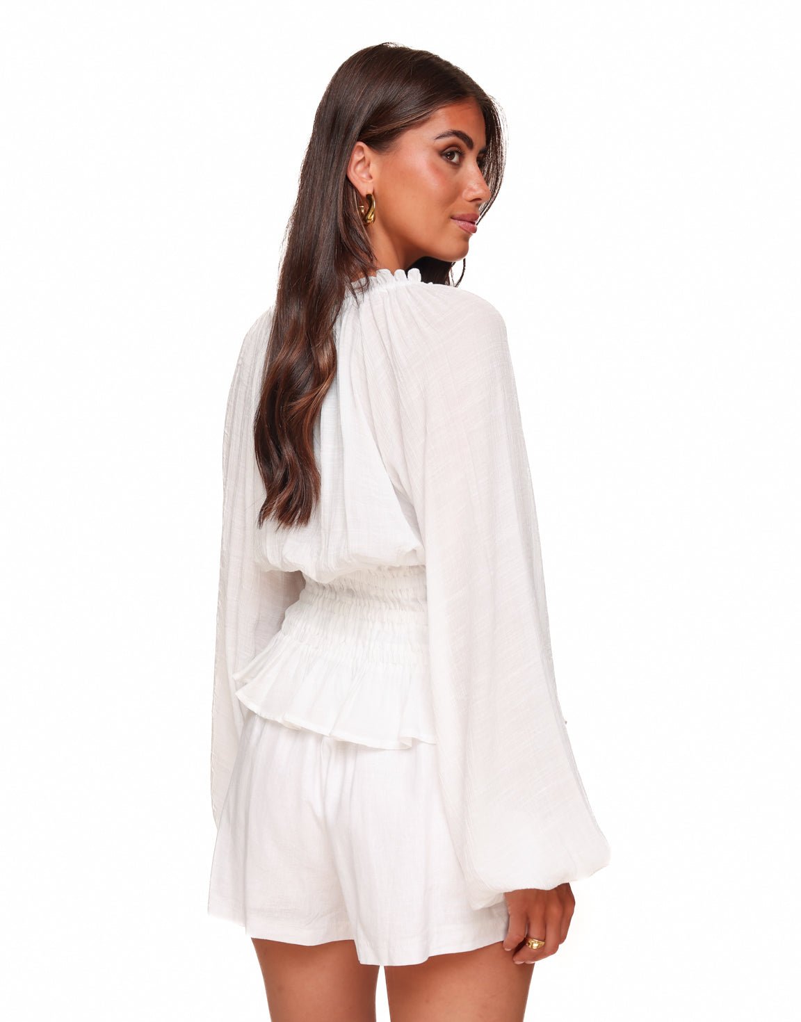 Witte Pofmouwen LS - Blouse - Olivia & Kate