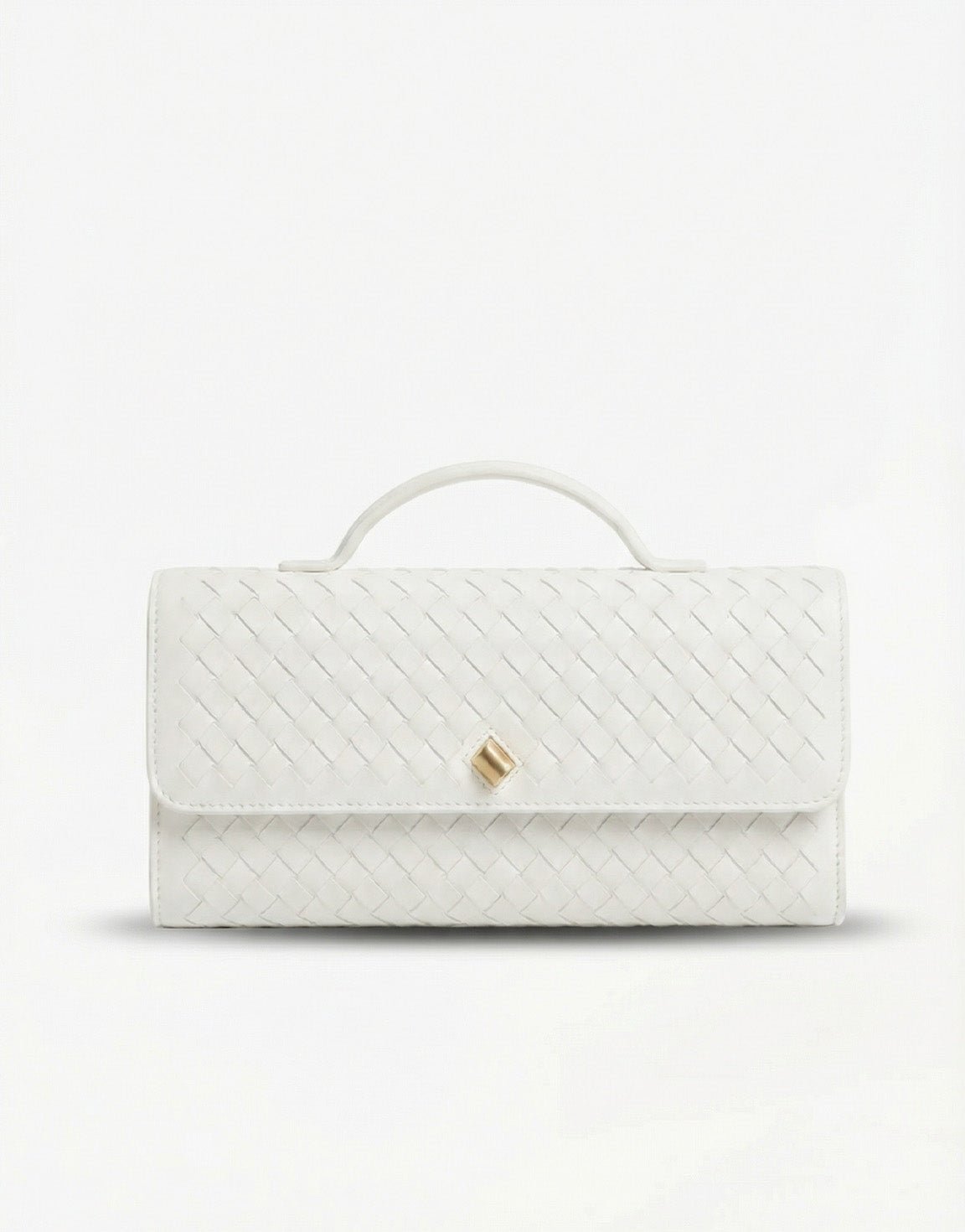 White PU Gold Detail Clutch - Bag - Olivia & Kate