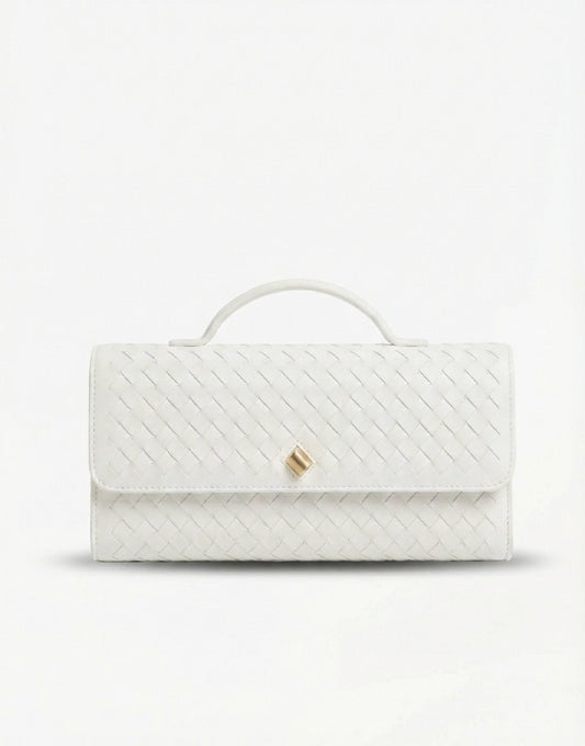 White PU Gold Detail Clutch - Bag - Olivia & Kate