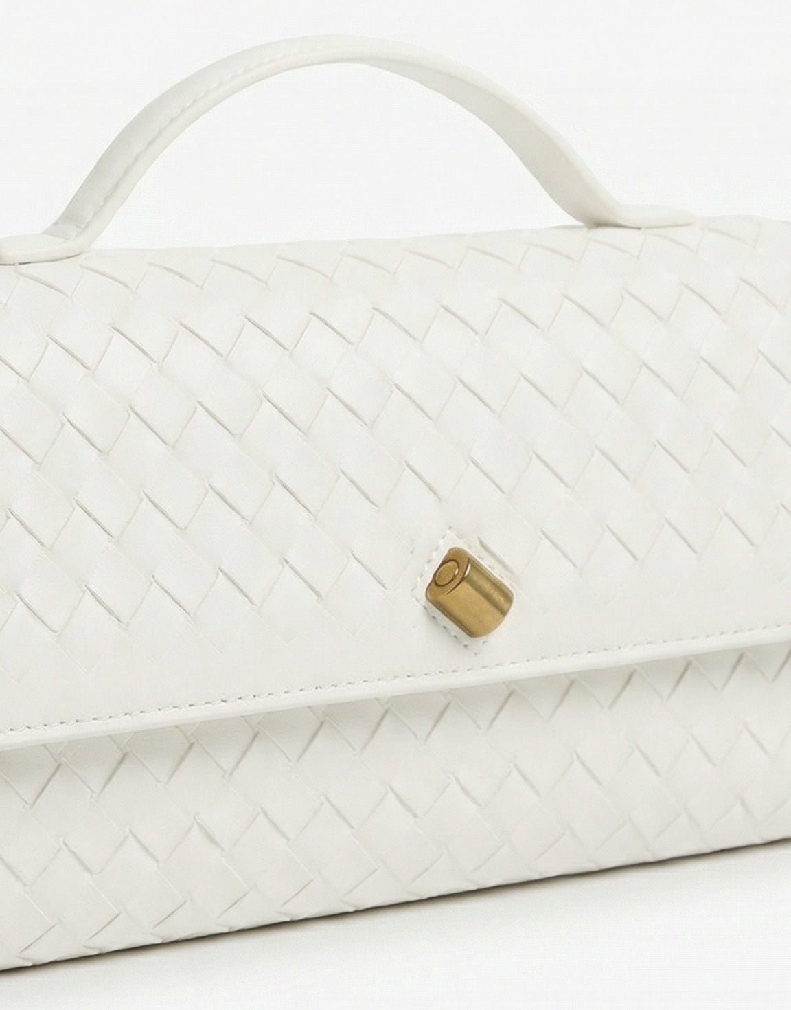 White PU Gold Detail Clutch - Bag - Olivia & Kate