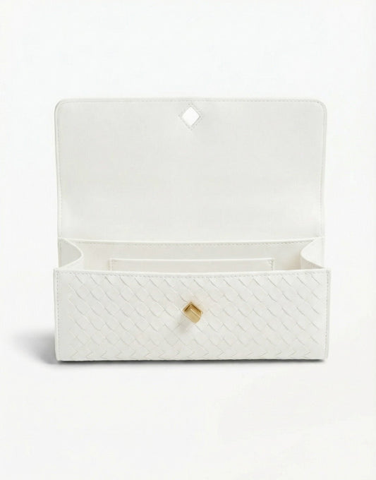 White PU Gold Detail Clutch - Bag - Olivia & Kate